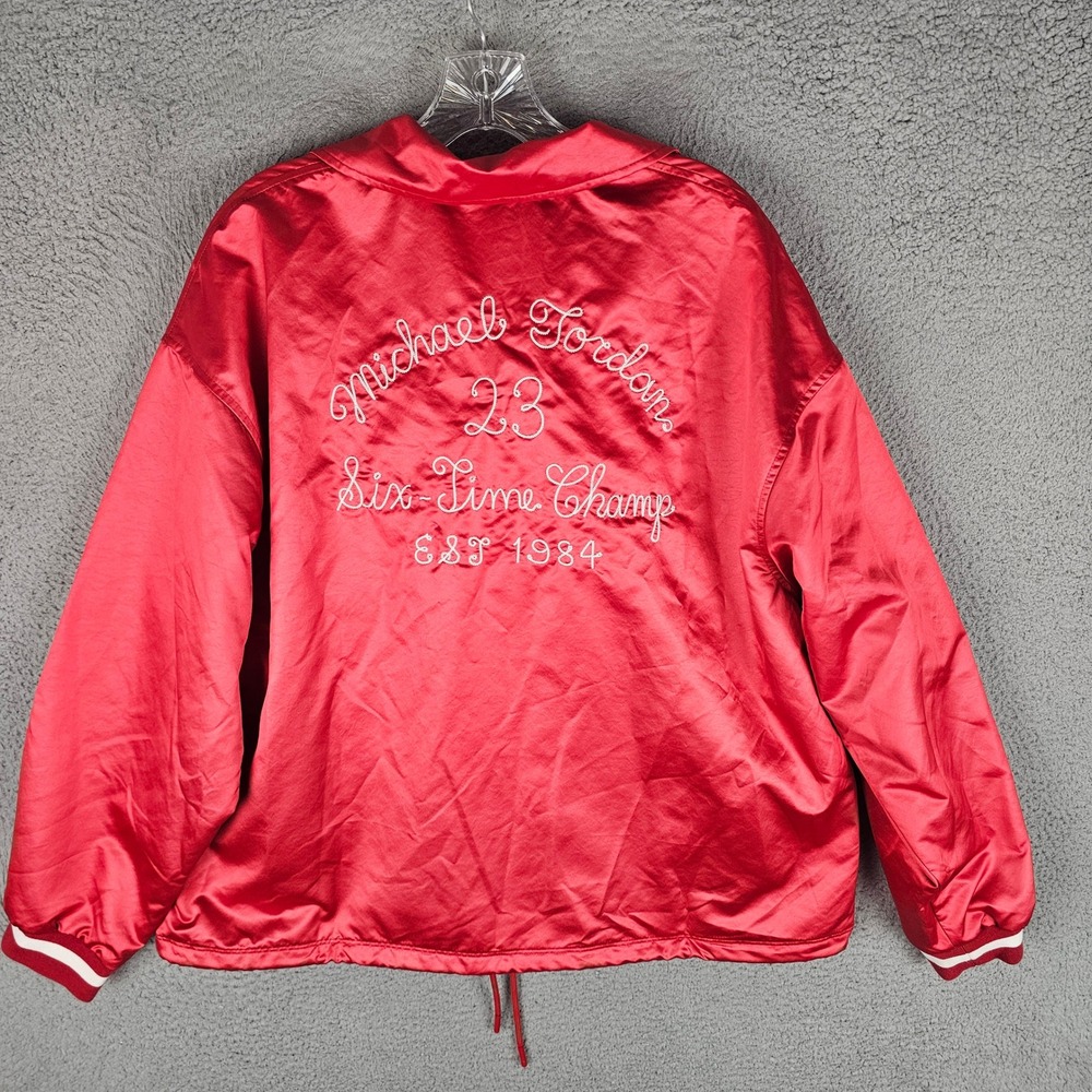 Jordan Jacket Womens Large Red Satin Six Time Champ Coaches HJ0087-636